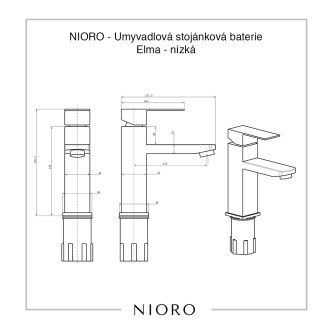 NIORO - Umyvadlová stojánková baterie Elma - nízká - chrom TU-481714