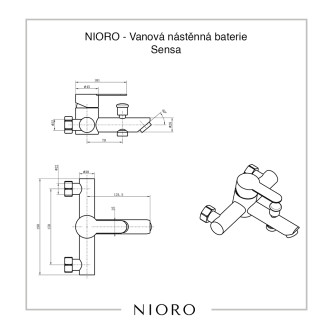 NIORO - Vanová nástěnná baterie Sensa - chrom TU-481774