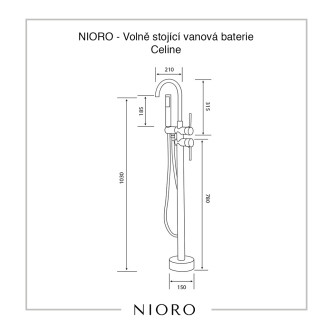 NIORO - Volně stojící vanová baterie Celine - chrom TU-475664
