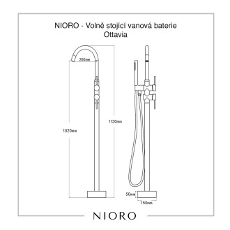 CERANO Volně stojící vanová baterie Ottavia černá mat CER-428806