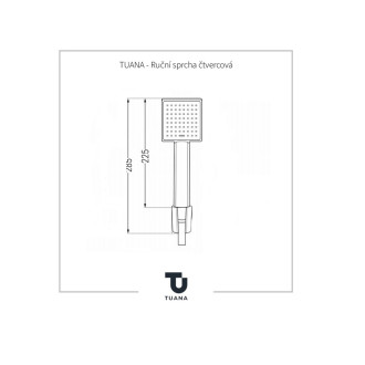 TUANA - Ruční sprcha čtvercová - černá matná