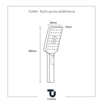 TUANA - Ruční sprcha obdélníková - černá matná