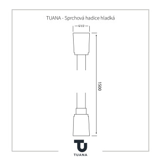 TUANA - Sprchová hadice hladká - chrom - 150 cm