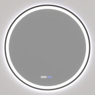 CERANO - Koupelnové LED zrcadlo Rivo, kovový rám - černá matná - Ø 80 cm - 2 JAKOST
