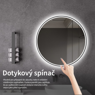 CERANO - Koupelnové LED zrcadlo Vito, kovový rám - černá matná - Ø 80 cm - 2 JAKOST