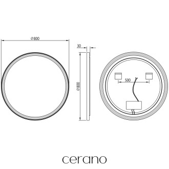 CERANO - Koupelnové LED zrcadlo Vito, kovový rám - černá matná - Ø 80 cm - 2 JAKOST