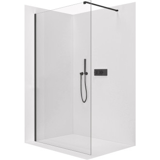 CERANO - Sprchová zástěna Walk-in Onyx Cube L/P - 10 mm - hranatá vzpěra - černá matná, transparentní sklo - 160x200 cm