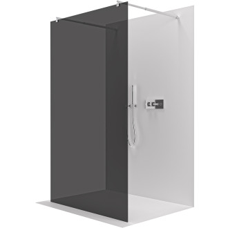 CERANO - Sprchová zástěna Walk-in Onyx Duo L/P - 10 mm - kulatá vzpěra - chrom, grafitové sklo - 160x200 cm