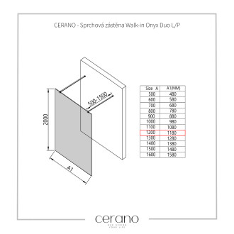 CERANO - Sprchová zástěna Walk-in Onyx Duo L/P - 8 mm - kulatá vzpěra - zlatá kartáčovaná, transparentní sklo - 120x200 cm - ROZBALENO