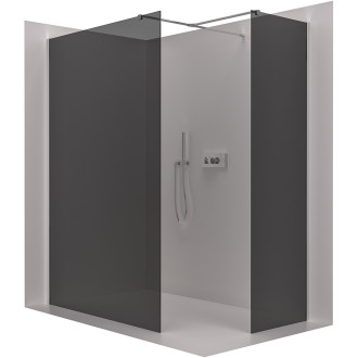 CERANO - Sprchová zástěna Walk-in Onyx T L/P - 10 mm - hranatá vzpěra - chrom, grafitové sklo - 140x140 cm