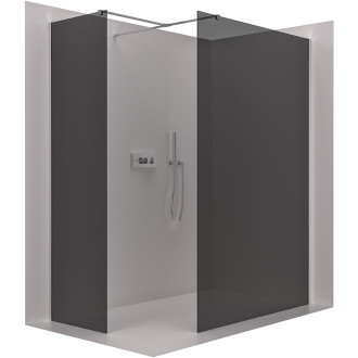 CERANO - Sprchová zástěna Walk-in Onyx T L/P - 10 mm - hranatá vzpěra - chrom, grafitové sklo - 140x140 cm
