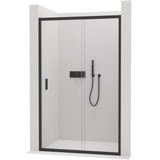 CERANO - Sprchové posuvné dveře Varone LINE L/P - 6 mm - černá matná, transparentní sklo - 130x195 cm - ROZBALENO