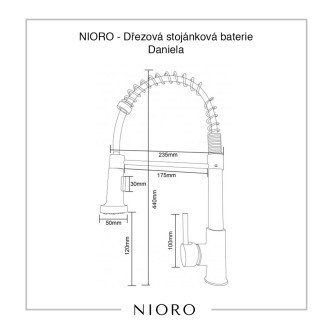 NIORO - Dřezová stojánková baterie Daniela - výsuvná sprška  - chrom - 2.JAKOST
