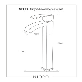 NIORO - Umyvadlová baterie Octavia - vysoká - černá matná - 2. JAKOST