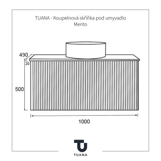 TUANA - Koupelnová skříňka pod umyvadlo Merito - černá matná - 100x50x43 cm - 2 JAKOST