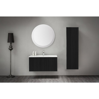 TUANA - Koupelnová skříňka vysoká Merito - černá matná - 35x120x28 cm - 2 JAKOST