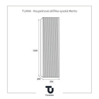 TUANA - Koupelnová skříňka vysoká Merito - černá matná - 35x120x28 cm - 2 JAKOST