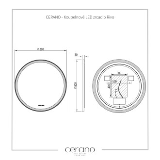 CERANO - Koupelnové LED zrcadlo Rivo, kovový rám - černá matná - Ø 80 cm - ROZBALENO