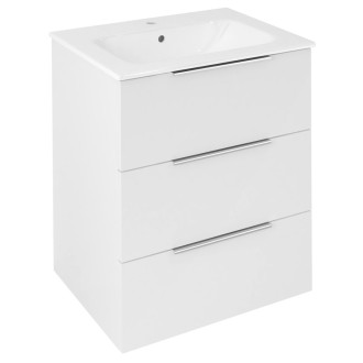 CIRASA umyvadlová skříňka 59,2x75x46cm, 3x zásuvka, bílá lesk CR631-3030