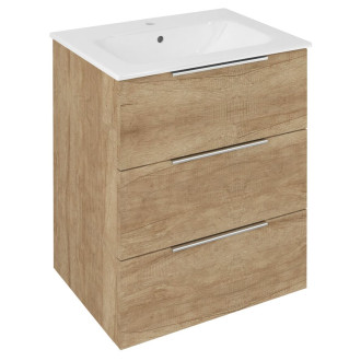 CIRASA umyvadlová skříňka 59,2x75x46cm, 3x zásuvka, dub Alabama CR631-2222