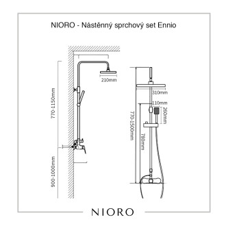 CERANO Nástěnný sprchový set Ennio černá CER-428800