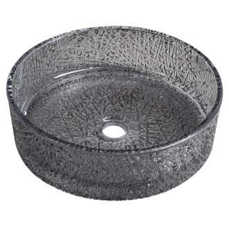ERSEL skleněné gravírované umyvadlo na desku Ø 39,5cm, černá