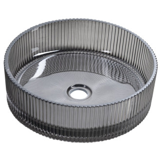 ANHELO skleněné gravírované umyvadlo na desku Ø 39,5cm, černá