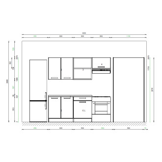 Kuchyňský set KUCH101, 200 cm, kombinace šedá onyx + dub arlington