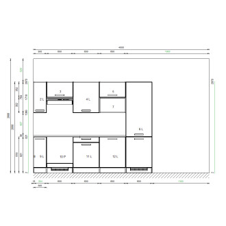 Kuchyňský set KUCH104, 270 cm, kombinace bílá + dub arlington