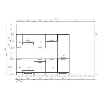 Kuchyňský set KUCH105, 240 cm, kombinace šedá onyx + dub arlington