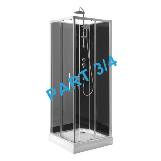 GRANVIK sprchový box 800x800x2180mm komponent 3/4 zadní tmavé sklo 19-080-09-12-00
