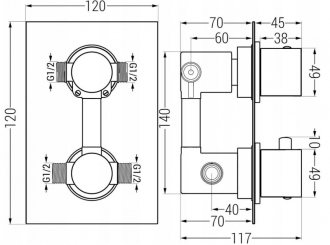 MEXEN CUBE  spr./vanová baterie-termostatická, chrom 77502-00