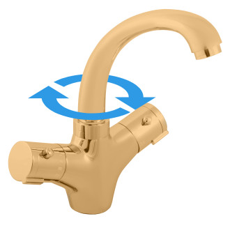 RAV SLEZÁK Baterie termostatická umyvadlová stojánková zlatá kartáčovaná TRM26.5ZK