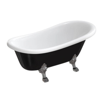 Omnires ATENA COMFORT M+ volně stojící vana, 157x77 cm, bílá/černá lesklá ATENA157BCP