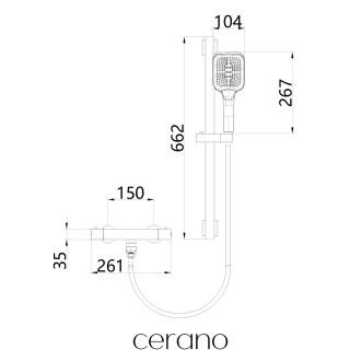 CERANO - Vanová nástěnná baterie Lorena s příslušenstvím - termostatická - otočný výtok - černá matná