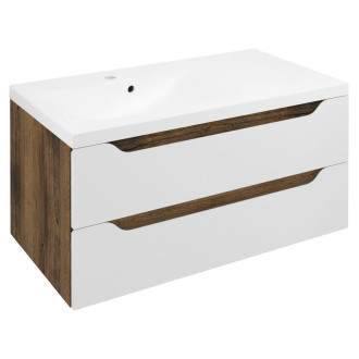 WAVE umyvadlová skříňka 89,7x45x47,8cm, levá, bílá/dub collingwood WA092-3019