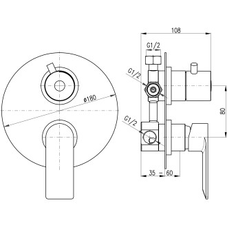 NIL - Vanová/Sprchová baterie podomítková 3-cestná s tělesem, Zlatá - kartáčovaná NL187.3ZK, RAV Slezák