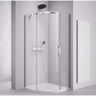THRON ROUND čtvrtkruhová sprchová zástěna 900x900mm, čiré sklo, levá