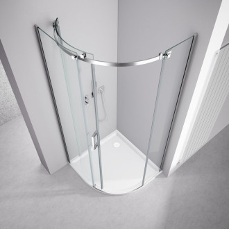THRON SQUARE čtvrtkruhová sprchová zástěna 900x900mm, čiré sklo, levá
