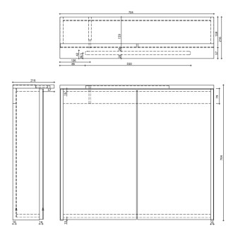 KAWA STRIP galerka s LED osvětlením 70x70x22cm, bílá WGL70S