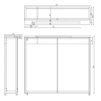 KAWA STRIP galerka s LED osvětlením 90x70x22cm, bílá WGL90S