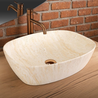 Umyvadlo na desku Rea Freja - Travertine Matt