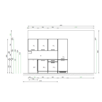 Kuchyňský set KUCH109, 240 cm, bílá arctic mat + dub arlington