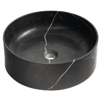 BLOK kamenné umyvadlo na desku, Ø 40cm, matný černý Marquin
