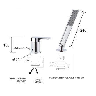 Dvouotvorová vanová baterie  ARNO 2714 - černá matná
