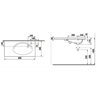 Nábytkové umyvadlo Jika Tigo 80x38,5 cm otvor pro baterii vpravo H8122180001061