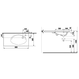 Nábytkové umyvadlo Jika Tigo 80x38,5 cm otvor pro baterii vpravo H8122180001061