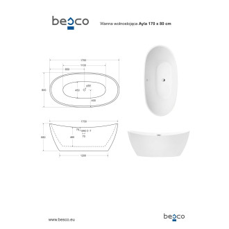 Volně stojící vana AYLA Glam - zlatá