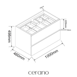 CERANO - Koupelnová skříňka Carole s deskou pod umyvadlo - betonově šedá - 100x49,8x46 cm