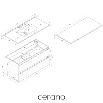 CERANO - Koupelnová skříňka Carole s deskou pod umyvadlo - bílá matná - 140x49,8x46 cm